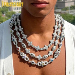 Iced Out Star Eye Pendant Necklace Prong Setting 5A Cubic Zirconia Infinity Cuban Link Chain Women Men Hip Hop Fashion Jewelry