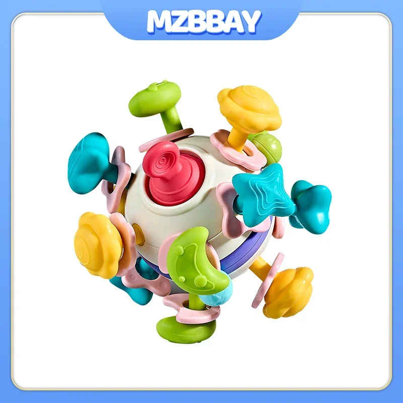Jouets Montessori pour bébé de 0 à 1, 2 mois, hochet rotatif, balle d'activité de préhension, hochet d'apprentissage, anneau de dentition éducatif, jouets sensoriels