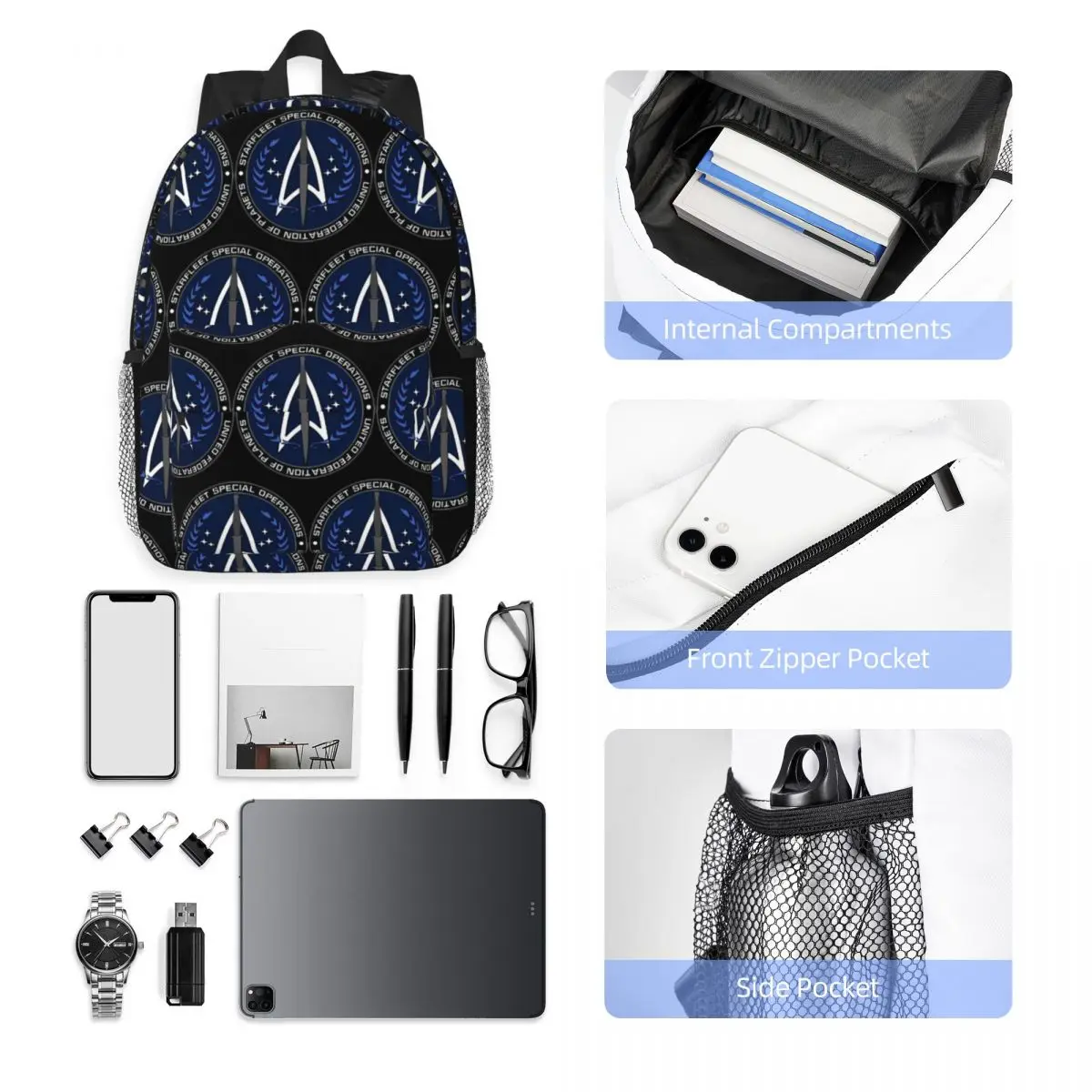 Star Treks Science-Fiction-TV-Serie-Rucksack, heißer Verkauf, Tagesrucksack, große Kapazität, Büchertasche, Umhängetaschen für Männer und Frauen, Schultasche