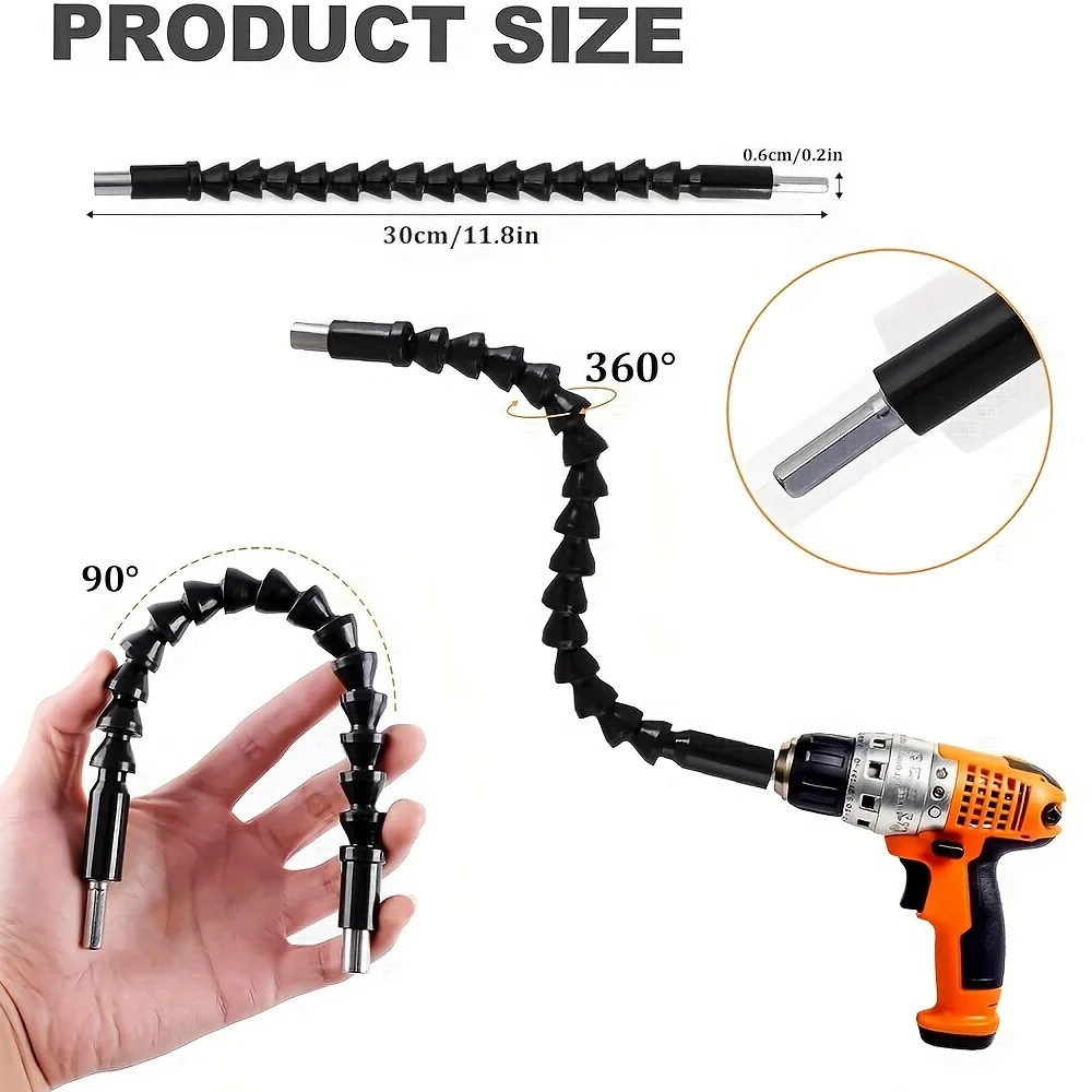 17 قطعة تمديد لقمة مثقاب مرنة، تشمل 3 قطعة محول مأخذ التوصيل القابل للتدوير 2 قطعة عرقوب سداسية 105 °   مرفق مثقاب الزاوية اليمنى 10 ش