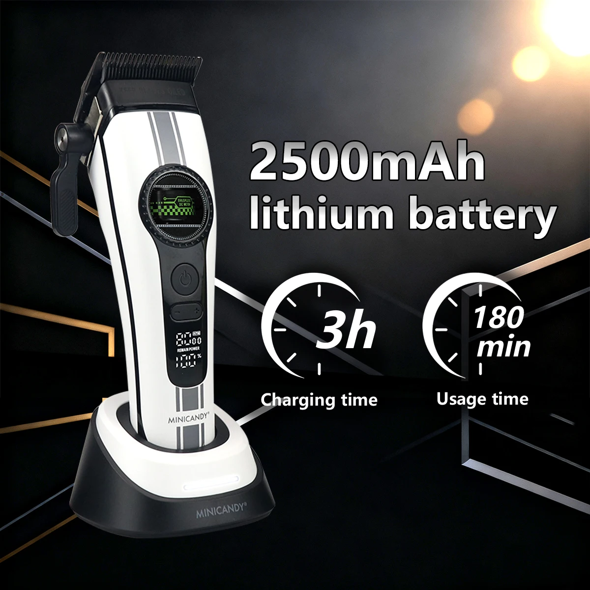 JUCAI MINICANDY F1 المهنية الرجال مقص الشعر الدوار الخارجي فرش السيارات DLC 8000 دورة في الدقيقة قاعدة شاحن آلة قطع الشعر