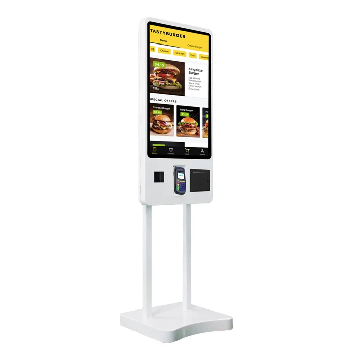 High Quality 32 inch floor stand lcd touch screen fast food ordering self service payment kiosk machine