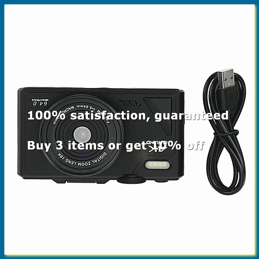 ●Retro Digital Camera 64MP Stabilization Video Pause Function 3 Inch IPS Screen Digital Camera for Vlogging Black