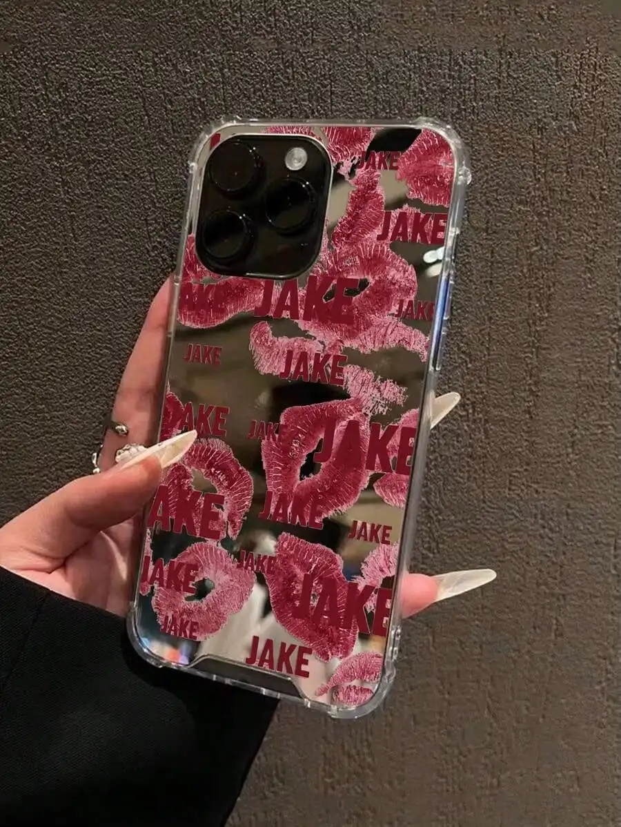 

Red Lip Pattern Mirror Anti-Fall Sleeve Phone Case Compatible With IPhone Waterproof Shockproof Scratch Resistant.Christmas Accessories.