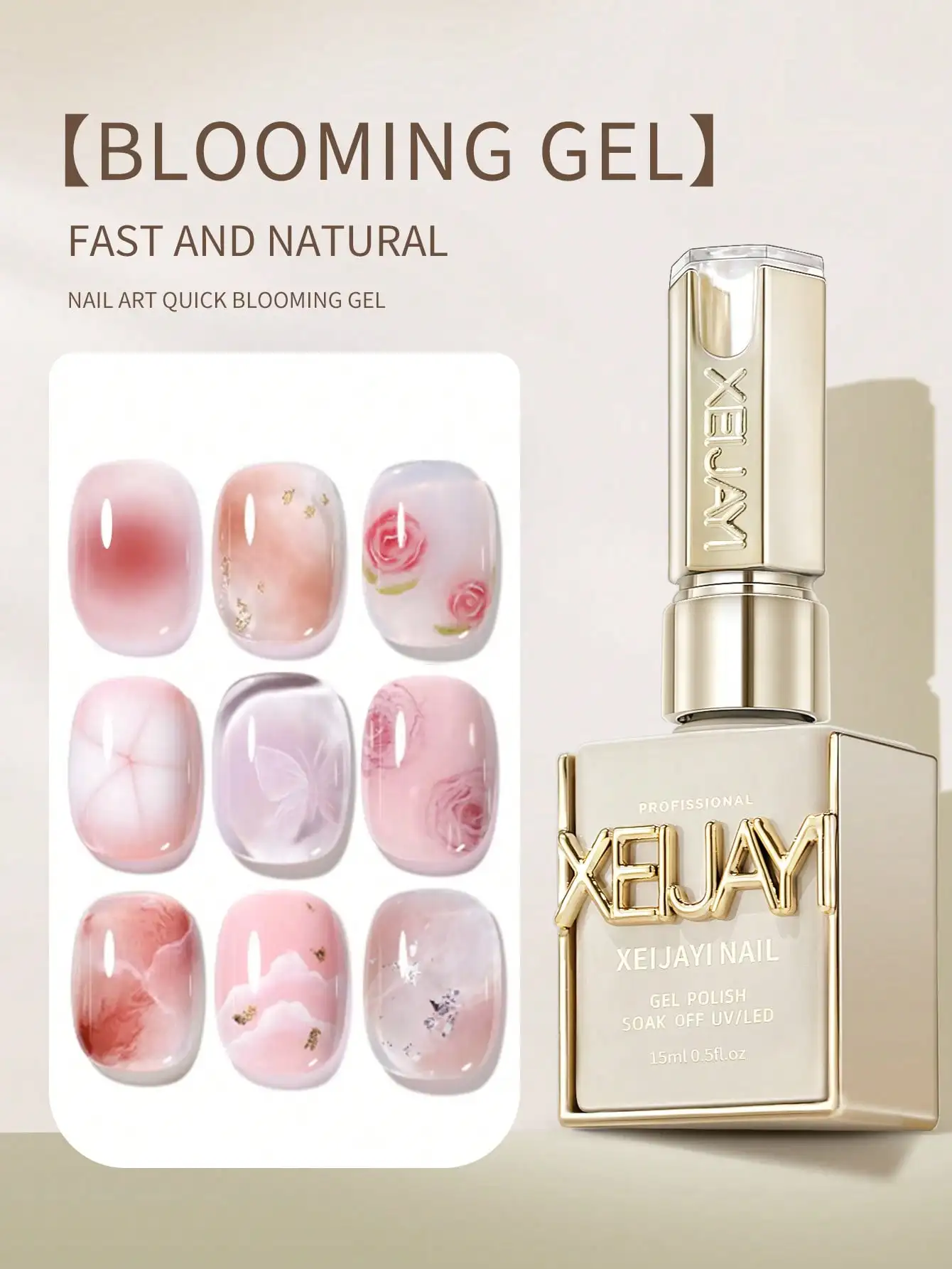 Vernis à ongles Gel à colle floraison, UV LED, tremper le dessus, scellant brillant, 15ml