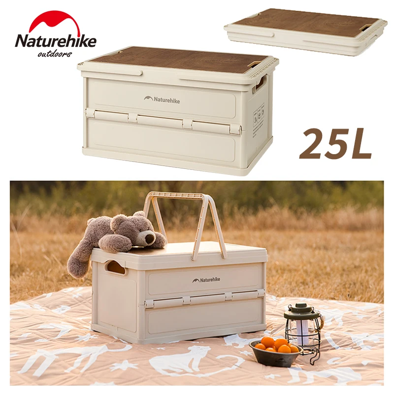 

Складной ящик для хранения Naturehike 25 л с откидной столешницей, портативный, с ручкой, из полипропилена, для кемпинга и путешествий, большой емкости, для мелочей