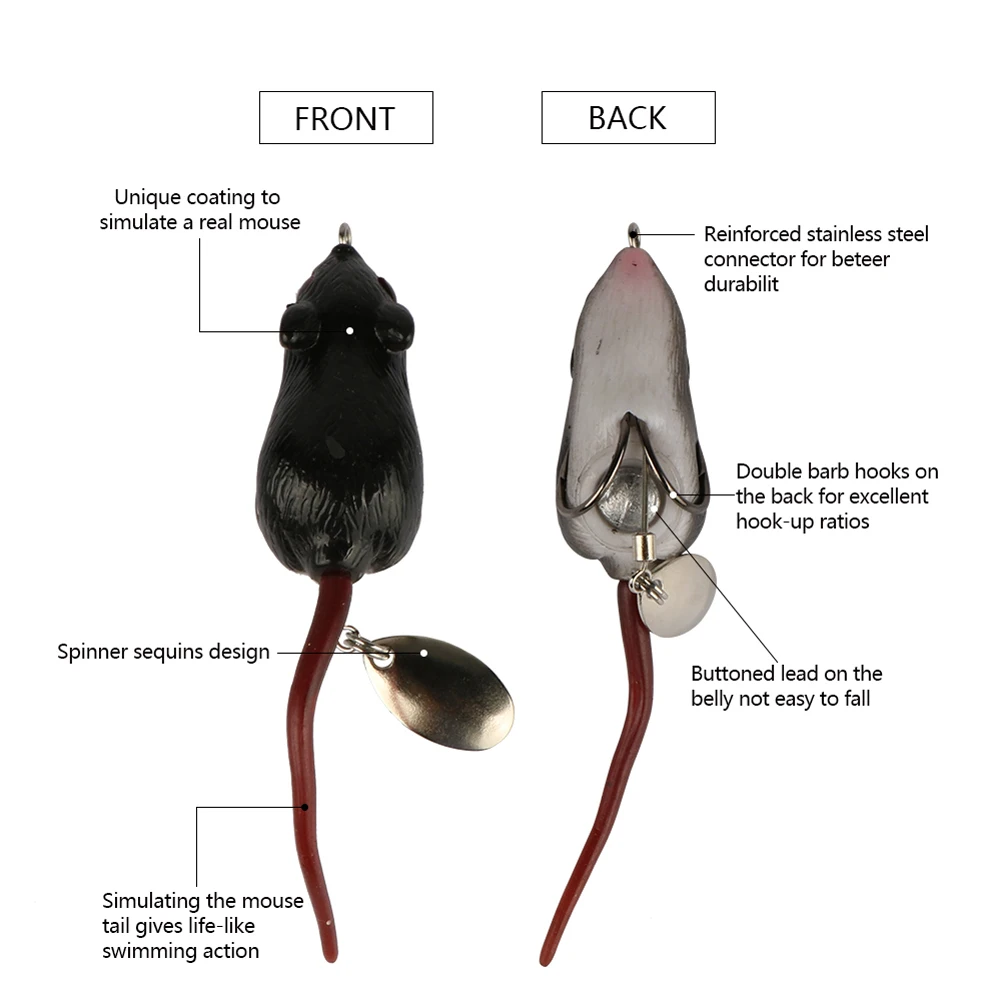 Señuelo topwater de ratón Swimbait hueco con gancho de plomo