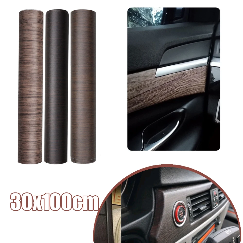 1pc Car Wood Grain Textured Styling Decoration Sticker Car Interior Scratch Protection Decal Self-adhesive Film Auto Accessories