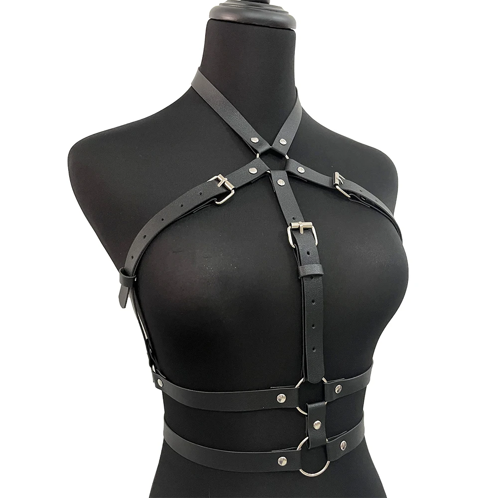 Sexy Chest Harness for Women Leather Lingerie Bondage Body Harness Belt Gothic Fetish Clothing Suspenders Rave Sex Toys