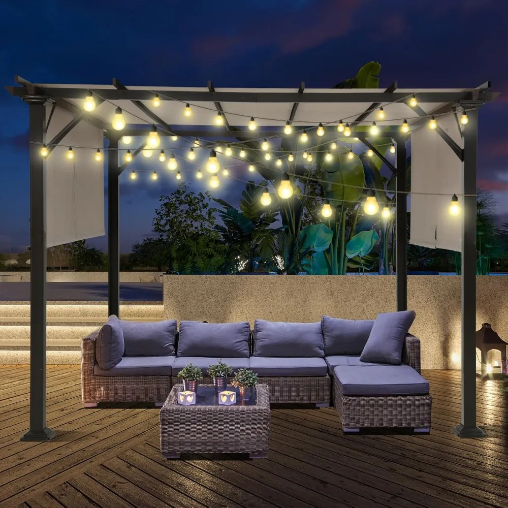 

COOS BAY Outdoor Patio Pergola with Retractable Sun Shade Canopy, 10x10 ft Metal Frame Gazebo for Backyard, Deck, Garden, Poolsi