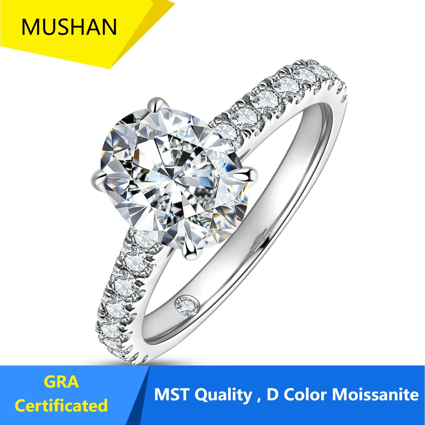 MUHAN Luxury Jewelry  925 terling ilver Ring Wedding Band  Women GRA Certificated Moissanite Diamond Rings D Color Fine Jewelry