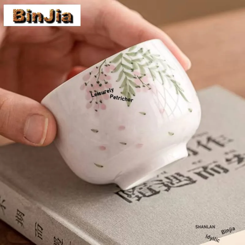 70ml Disegnato A Mano Fiore di Glicine Tazza di Tè Ciotola Personale delle Donne Meditazione Maestro Degustazione Kung Fu Teaset Drinkware Cerimonia del Tè