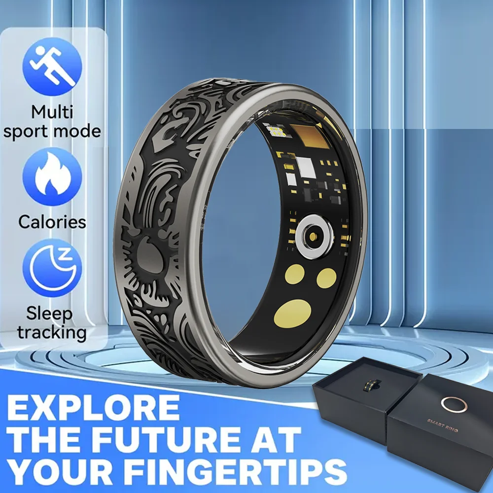 

Умное фитнес-кольцо с шагомером для монитора сна и 20 режимами упражнений IP68, водонепроницаемое, модное в стиле ретро, нержавеющая сталь