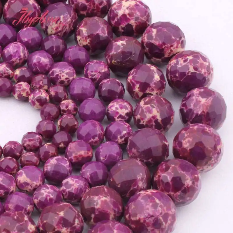 6/8/10/12mm Natural Sea Sediment Purple Round Stone Beads For Jewelry Making DIY Beads Necklace Earring Bracelet Strand 15