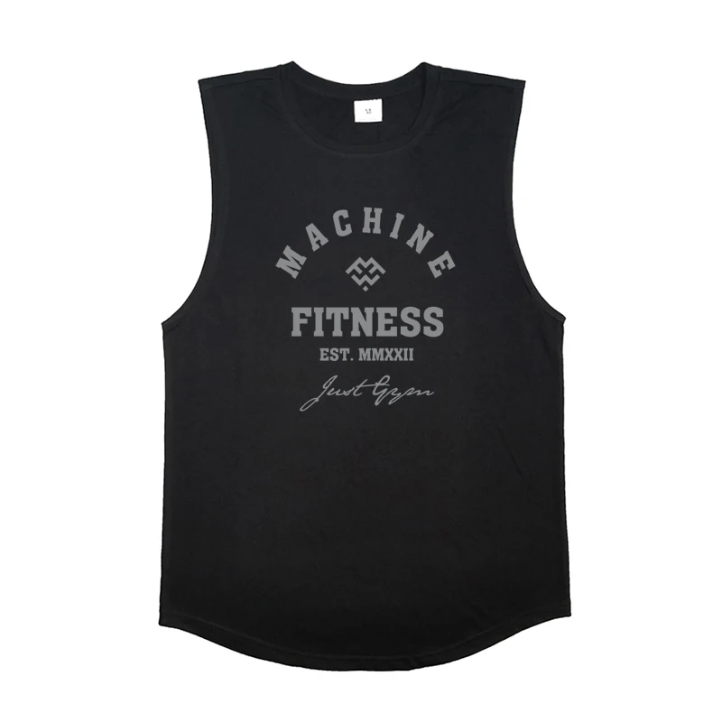 MACHINE FITNESS Brand Mens Gym Tank Top Cotton Bodybuilding Clothing Summer Muscle Fit Sleeveless Shirts Running Sports Singlets