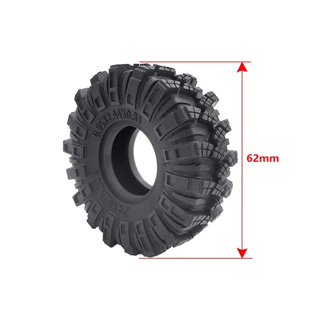 BAAA-4PCS 62mm 1.0 Inch Wheel Tires Soft Mud Terrain Rubber Tyres for 1/24 RC Crawler Car Axial SCX24 Gladiator Bronco Parts