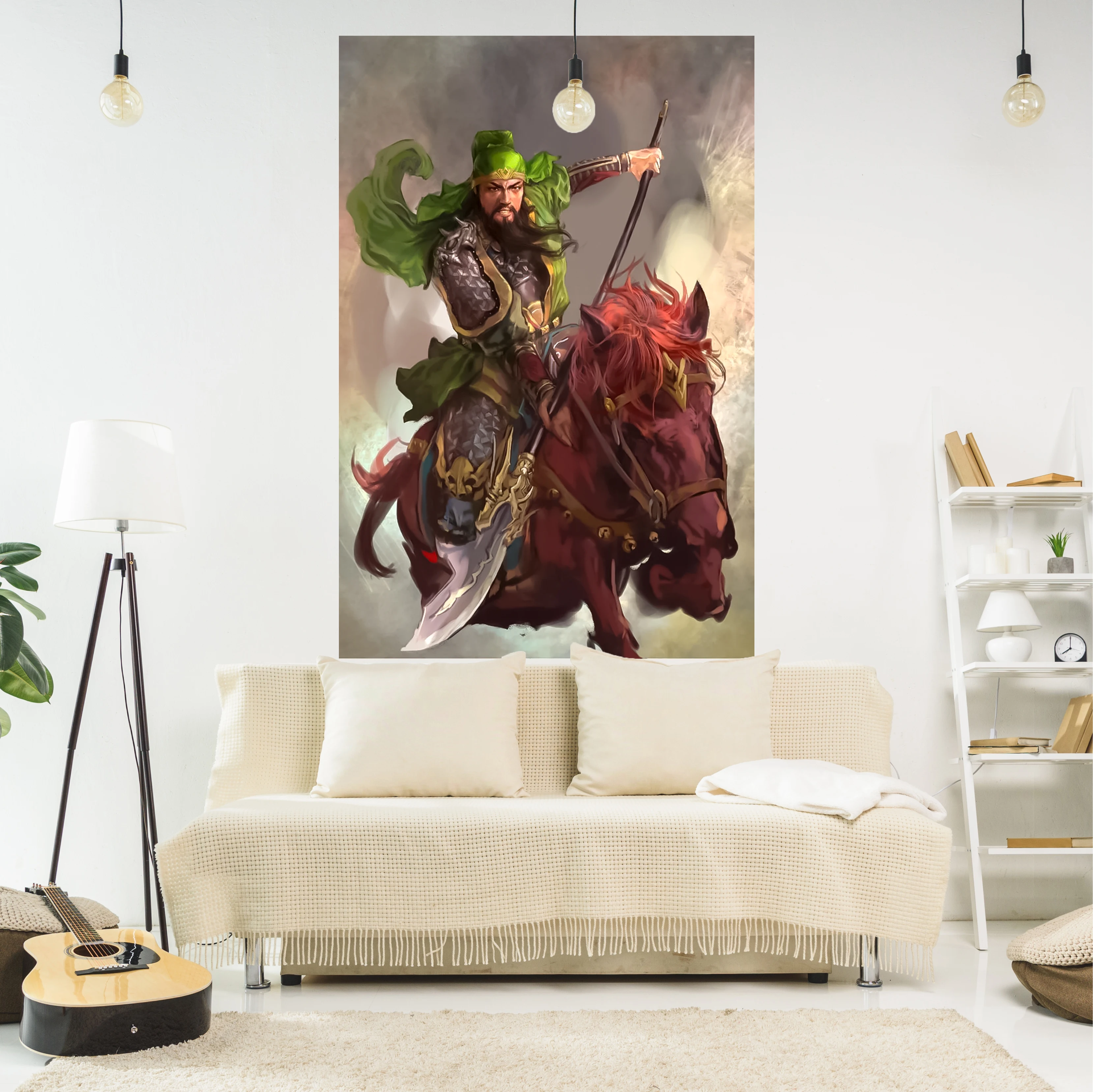 

Anime Tapestry Romance Of The Three Kingdoms Guan Yu Printed Wall Hanging Carpets Bedroom Or Home For Decoration