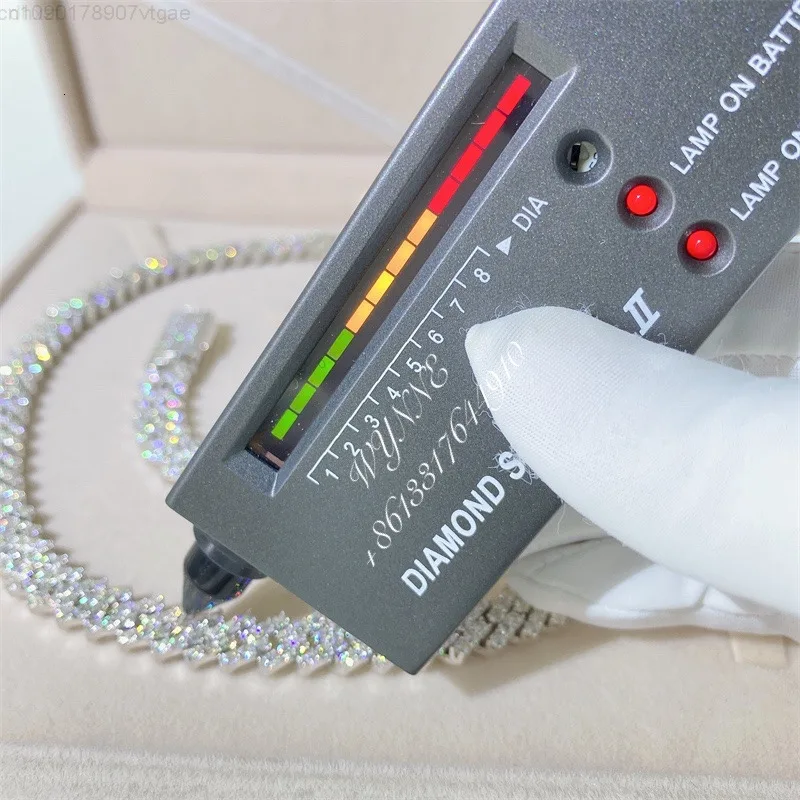 

Стерлинговое серебро 925 пробы 8 мм/10 мм/13 мм Зубец Установка Iced Out Муассанит Алмазная кубинская цепочка