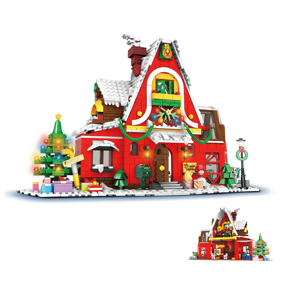 2023 City Creativity Winter Village Christmas House Christmas ART House Model Building Blocks Bricks Kids Toys Christmas Gift