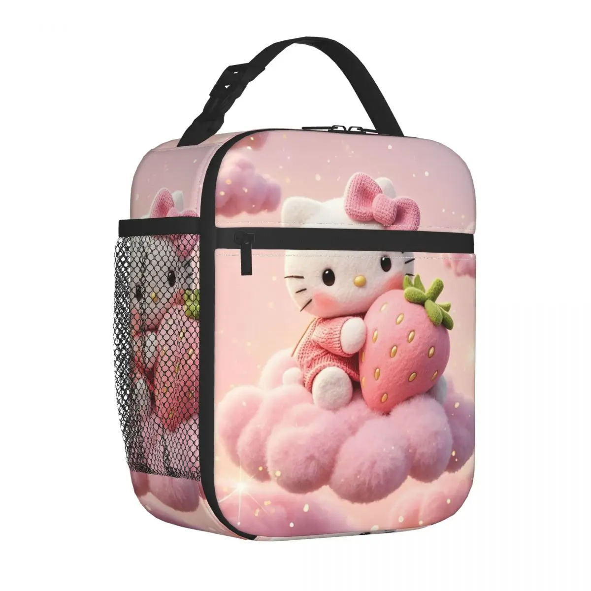 

Hello Kitty, изолированные сумки для обеда с клубникой, термосумка, контейнер для обеда, мультяшная сумка-тоут большой емкости, ланч-бокс, сумки для хранения еды