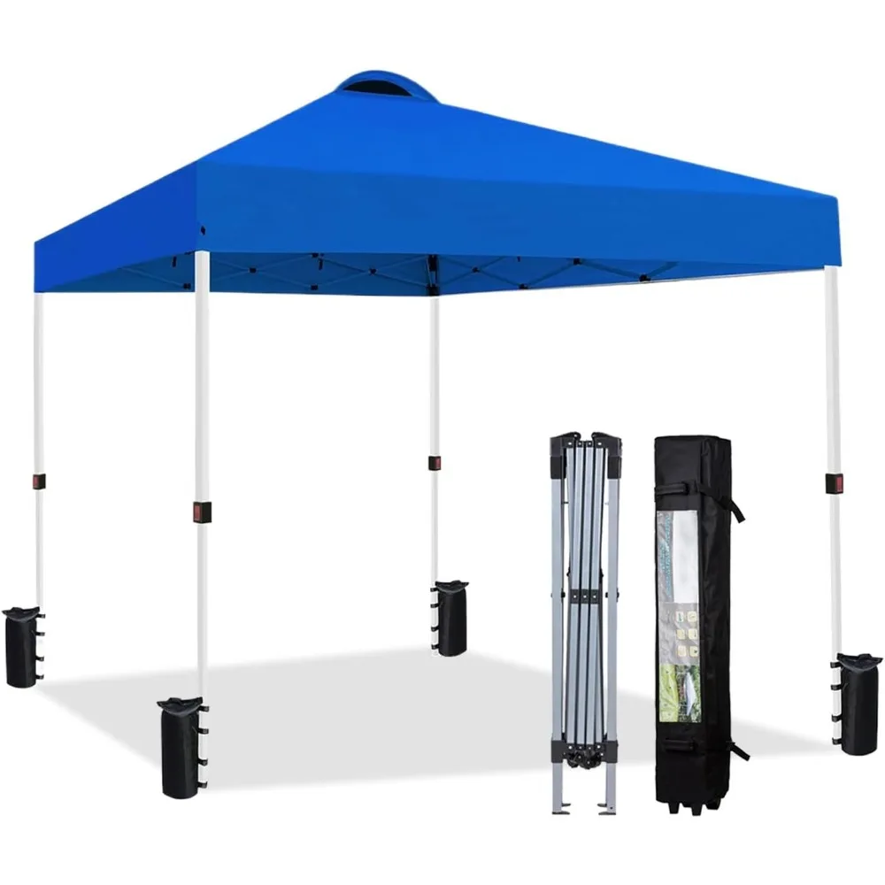 

10x10 Heavy Duty Pop Up Canopy Tent, Easy Setup Instant Outdoor Canopy with Vented Top and Wheeled Bag, Bonus 8 Stakes and 4 Rop