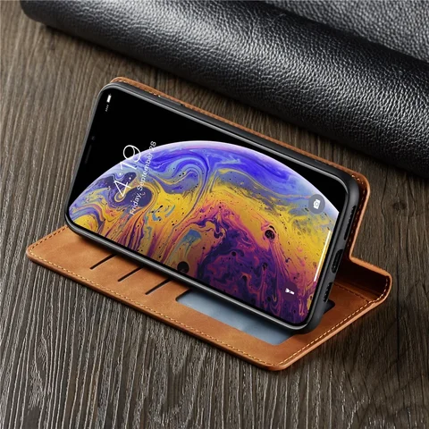 Тонкий замшевый чехол-кошелек для iPhone 11-17 Pro Max Mini с магнитной крышкой — изображение товара