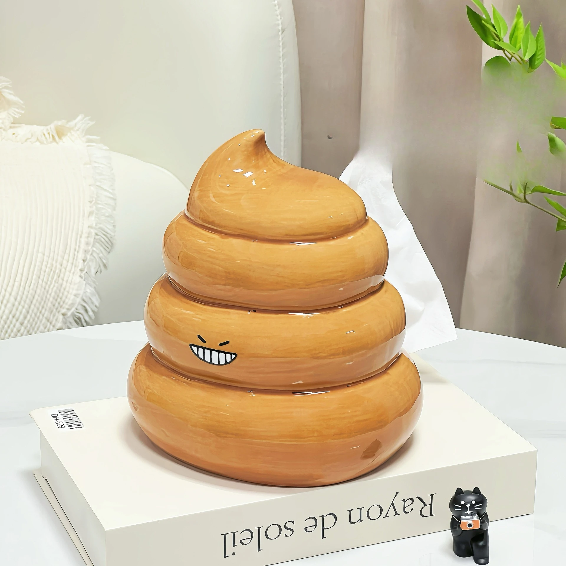 

Funny Stool Tissue Box Household Living Room Coffee Table Desktop Decoration Ornament Niche Design Ceramic Paper Box