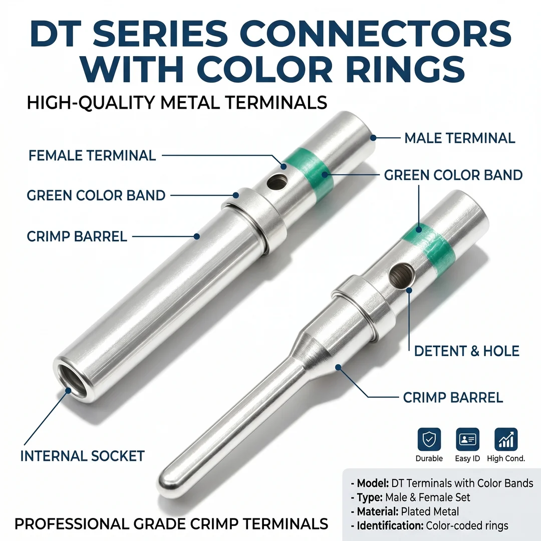 10PCS DT 1.5mm Series Pin Contact 0462-201-16141 0460-202-16141 Stainless Steel 16AWG Deutsch Crimp Solid Female Male Terminal