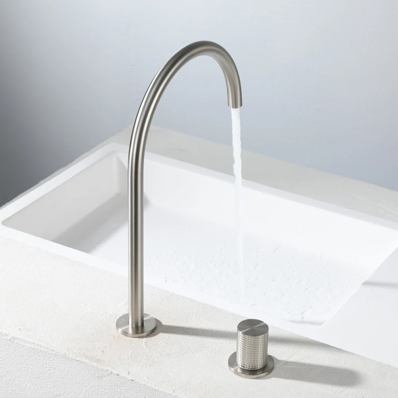 

Bathroom split basin faucet, dual hole hot and cold water island, kitchen minimalist faucet