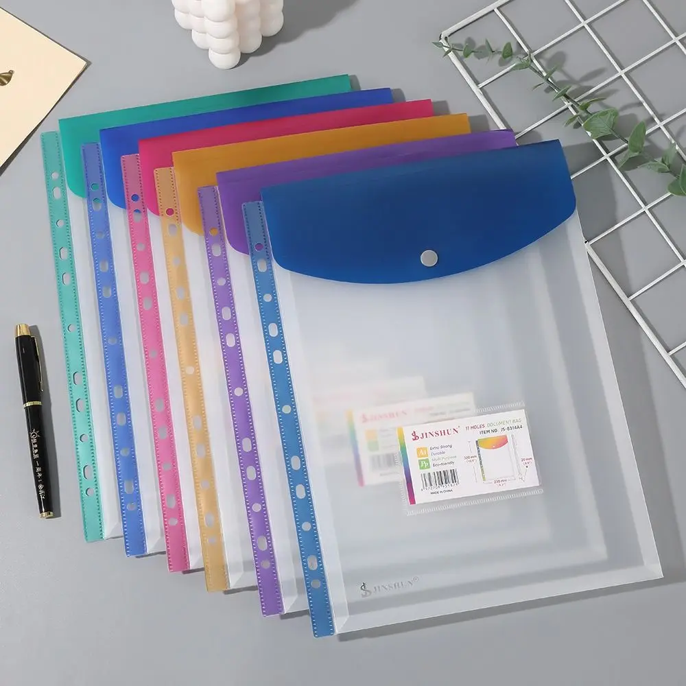 Carpetas de carpetas de PP coloridas, carpeta transparente A4, bolsillo con cierre a presión, etiqueta de hojas sueltas, hojas sueltas para el hogar y la Oficina, 6 uds.