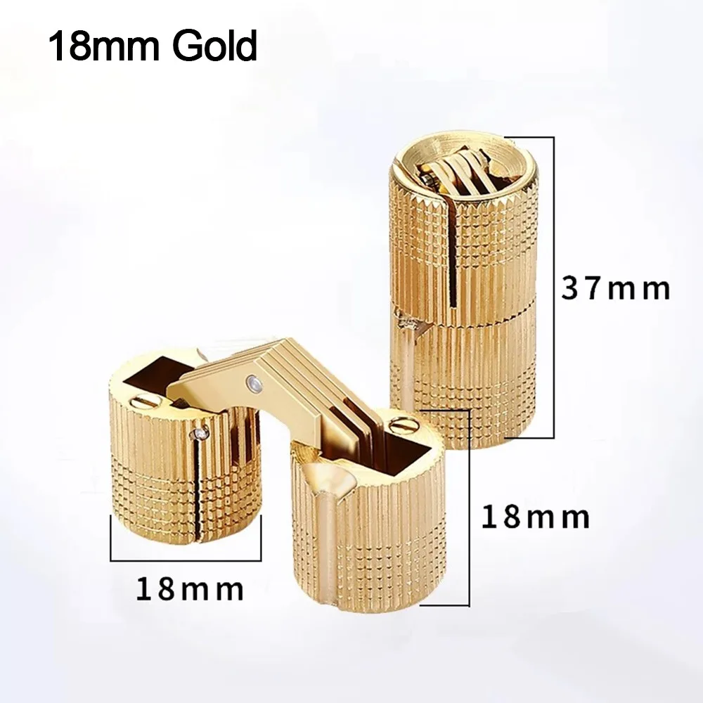 New 8-18mm Brass Hinges Cylindrical Concealed Furniture Hinges Invisible Hardware Cupboard
