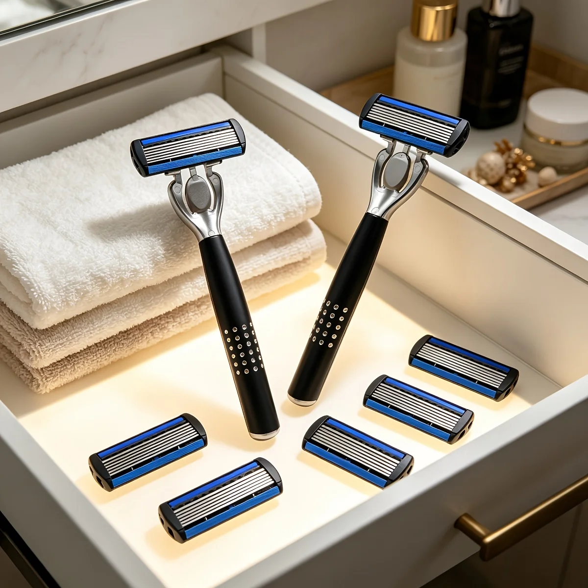 Men's Manual Razor 6-Layer Precision Blade System Replaceable Refills, Long-term Use, Men & Women Suitable Great Gift Idea