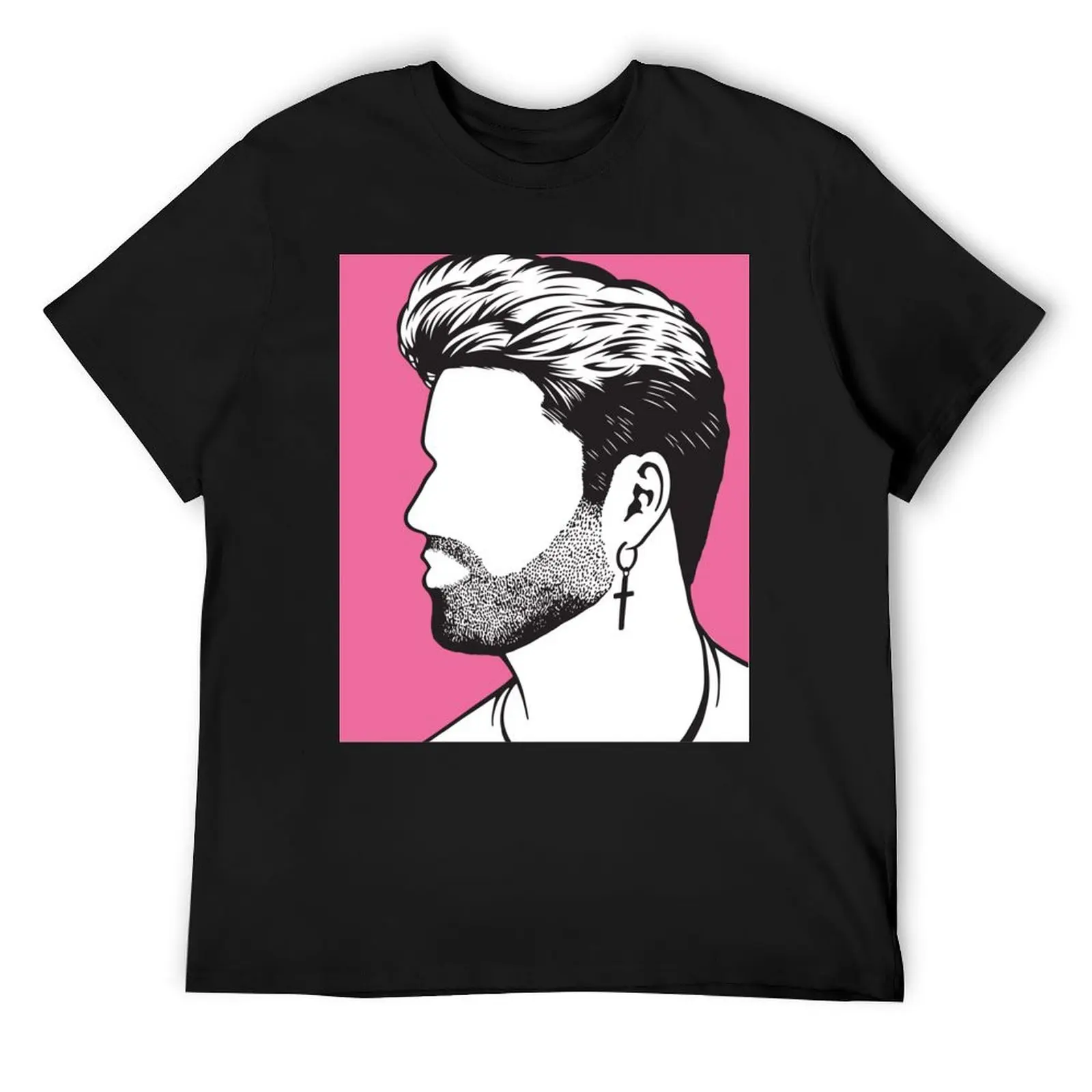 Pink background George michael image black gift T-Shirt plus sizes custom shirt cute clothes man t shirt t shirts men