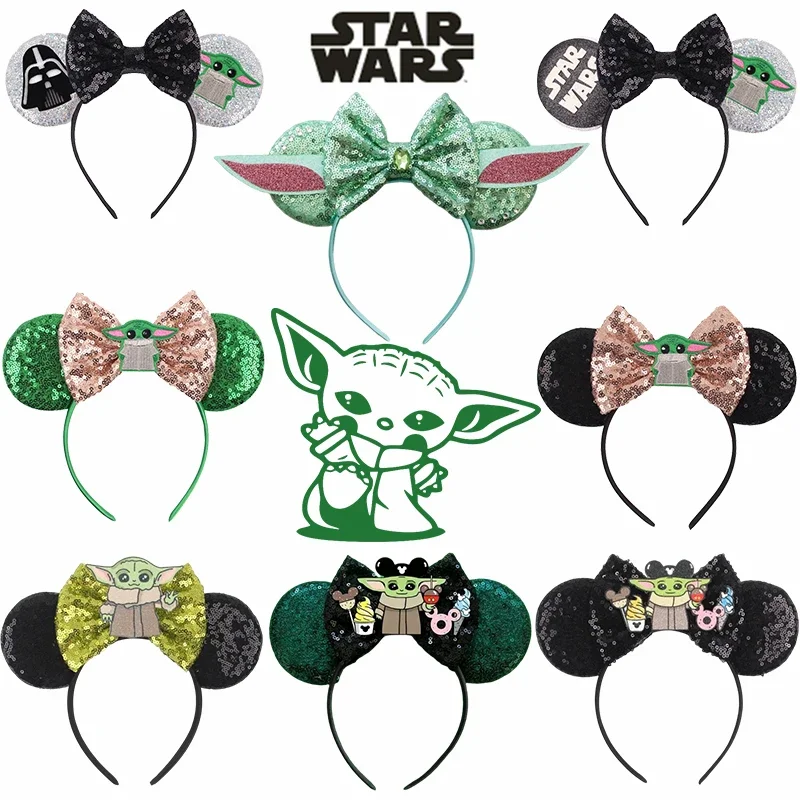 Disney star wars grogu bebê mestre yoda orelhas headbands para crianças meninas mickey mouse hairband feminino mandaloriano acessórios de cabelo