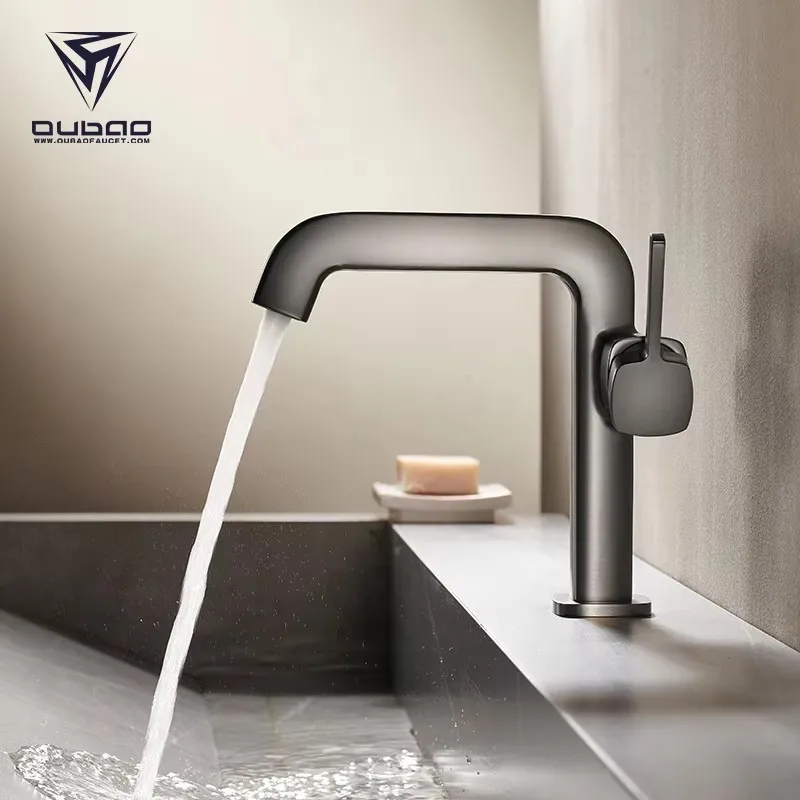 Modern Gun Grey Brass Bathroom Sink Faucet One Hole washbowl Tap Fashionable wash basin Mixer Faucet Lavabo Faucet High Quality