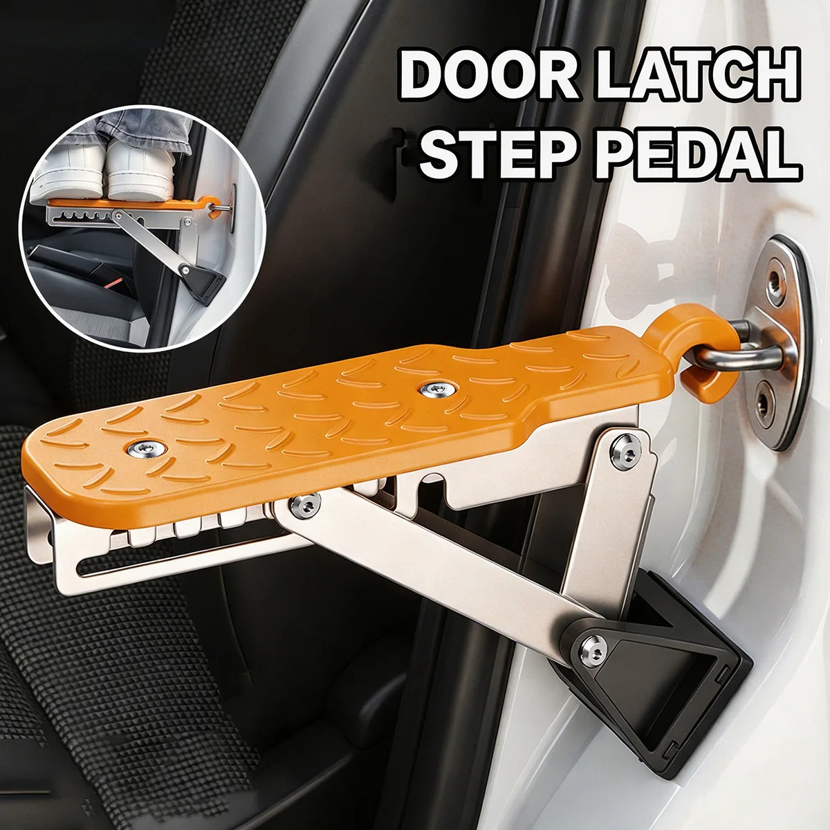 Foldable Car Door Step Pedal Universal Fit Aluminium Alloy 250kg Door Latch Hook Roof Rack Access Auto Exterior Accessories