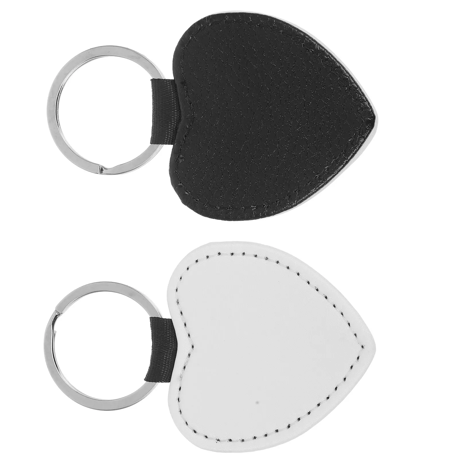 

2pcs Sublimation Keychains Diy Blank Pu Heart Design Double Sided Jewelry Accessories For Craft Ornament Supplies