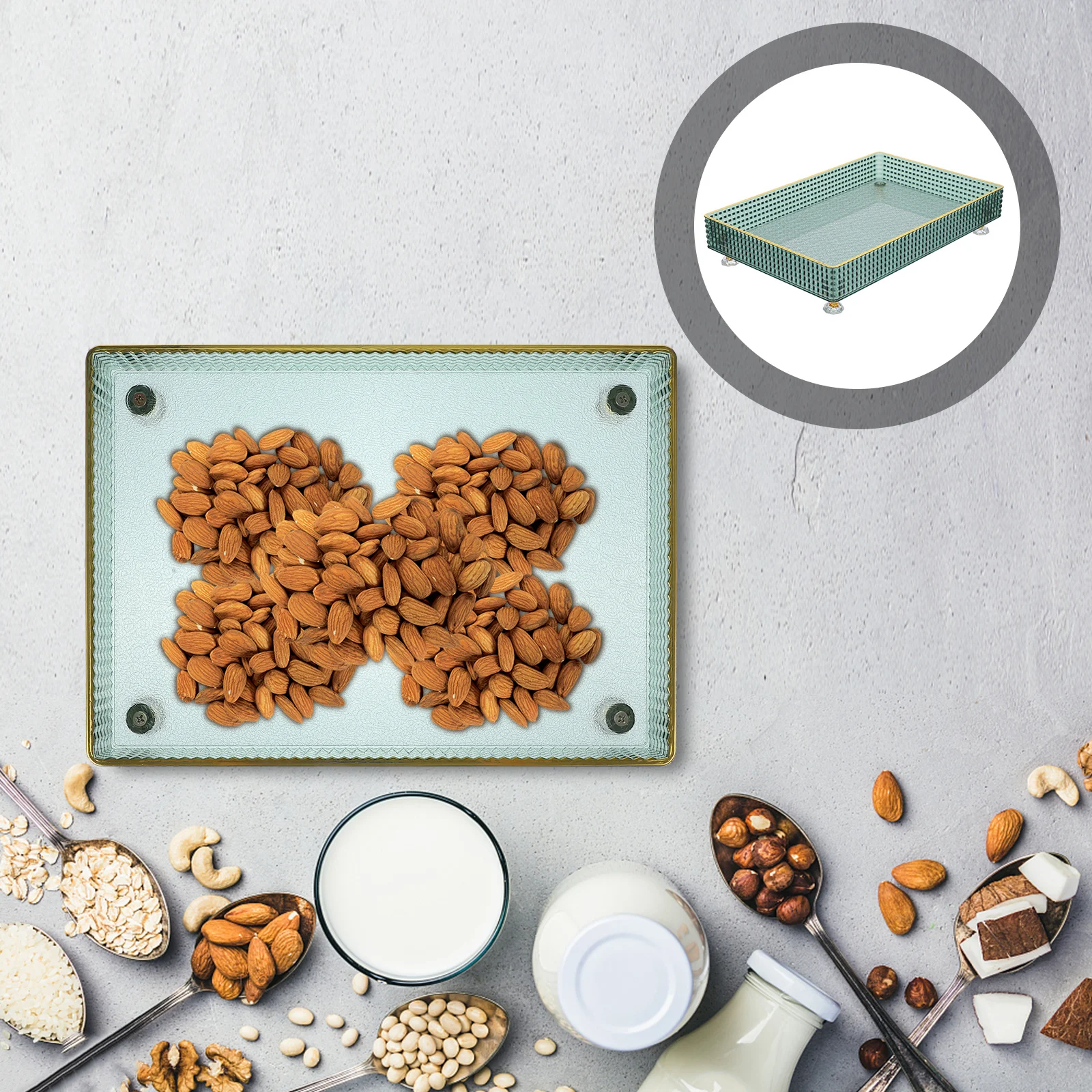 

Storage With Gold Rim Dry Fruits Decorative Plate Snack Serving Tray Plastic Dessert Tray Wedding Cake Display