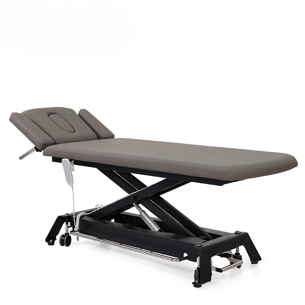 Electric single motor massage bed with height adjustment function, metal frame, for hospital chiropractic treatment beds