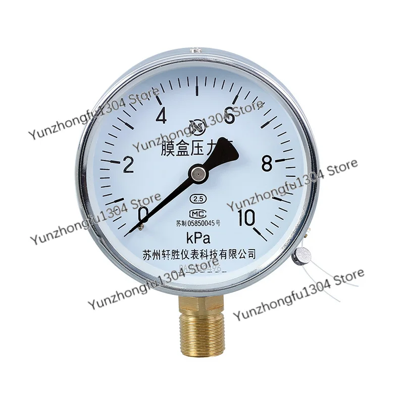 Suzhou Xuansheng YE100 10kPa diaphragm pressure gauge natural gas gas oil gas micro-pressure pressure gauge.