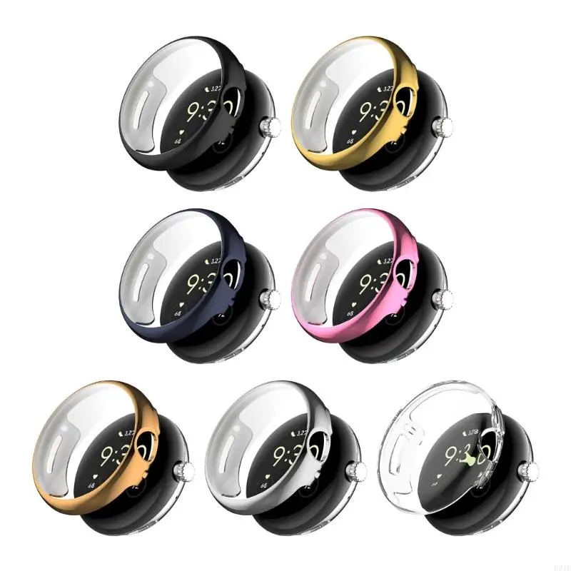 R9JE Compatible For Pixel Watch 2 Full Coverage Screen Protector Protective Case Sleeve Housing Shell Shockproof BumpersCover