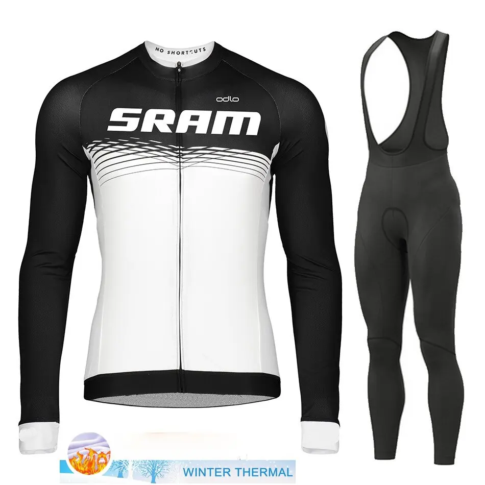 

2026 SRAM team winter cycling sportswear set, unified clothing for cycling and sports equipment, road cycling fleece set 05