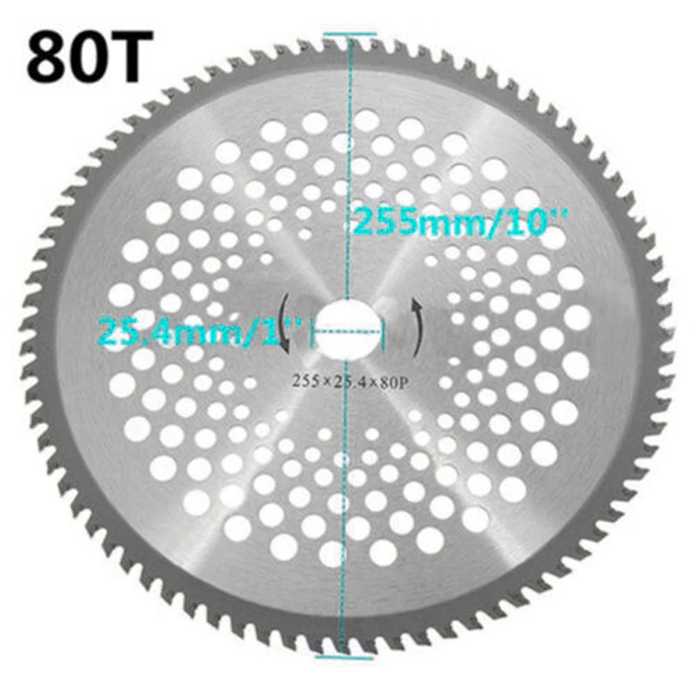 Imagem -05 - Lâmina do Aparador 255x25.4 mm Dentes do Carboneto 80t Disco Circular do Corte Ferramenta de Jardinagem Acessórios do Cortador de Grama 1pc