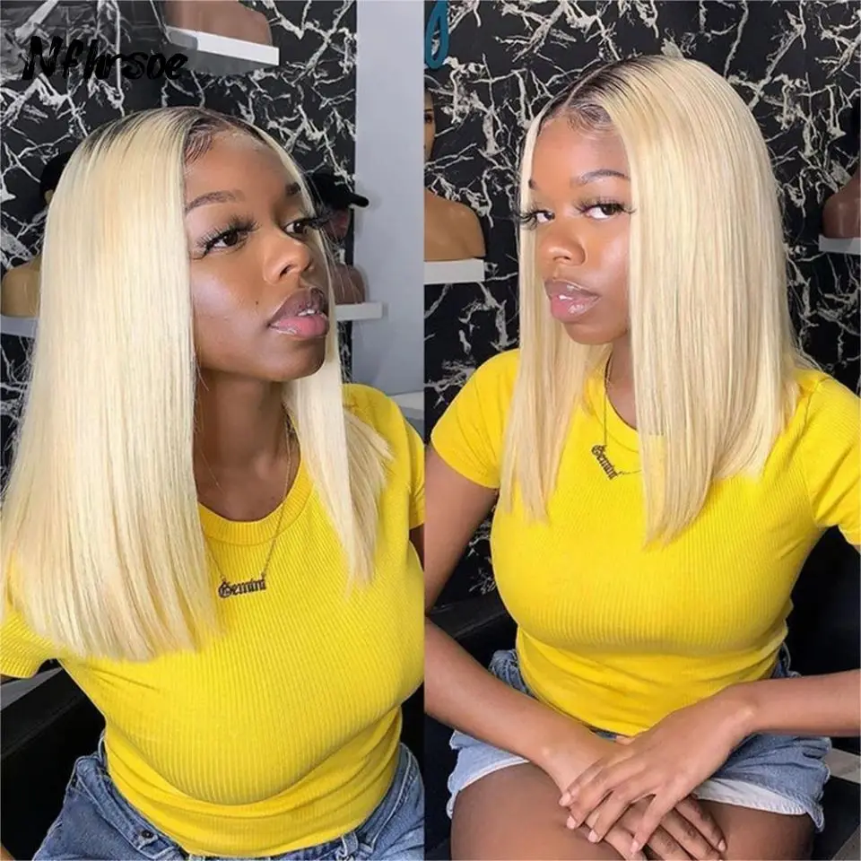 

Short Bob Wig Honey Blonde 613 Color 13x4 Lace Front Human Hair Wig HD Transparent Lace Frontal Wig Brazilian Remy Hair Wig 180%