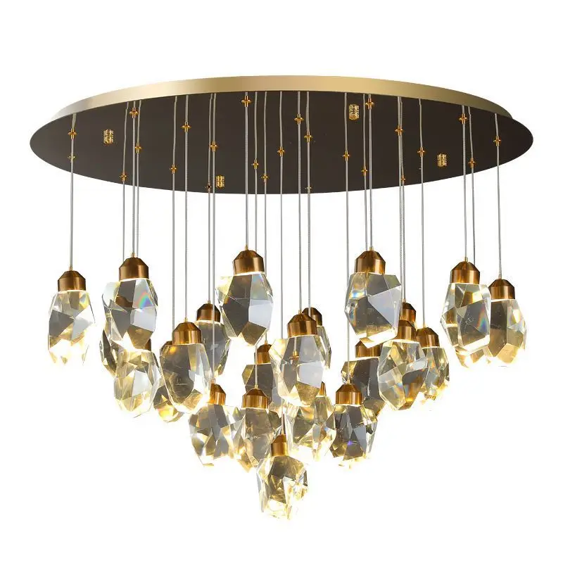 French style living room crystal chandelier, light luxury dining room crystal straight lamp