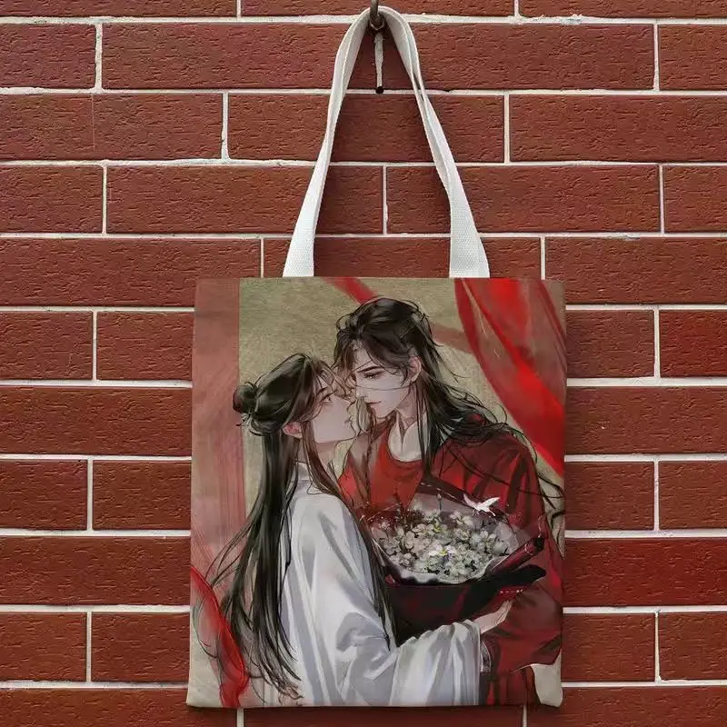 Anime Tian Guan Ci Fu Tote Books Bag Heaven Official’s Blessing Hua Cheng Xie Lian Canvas Casual Shopping Shoulder Bag Handbag