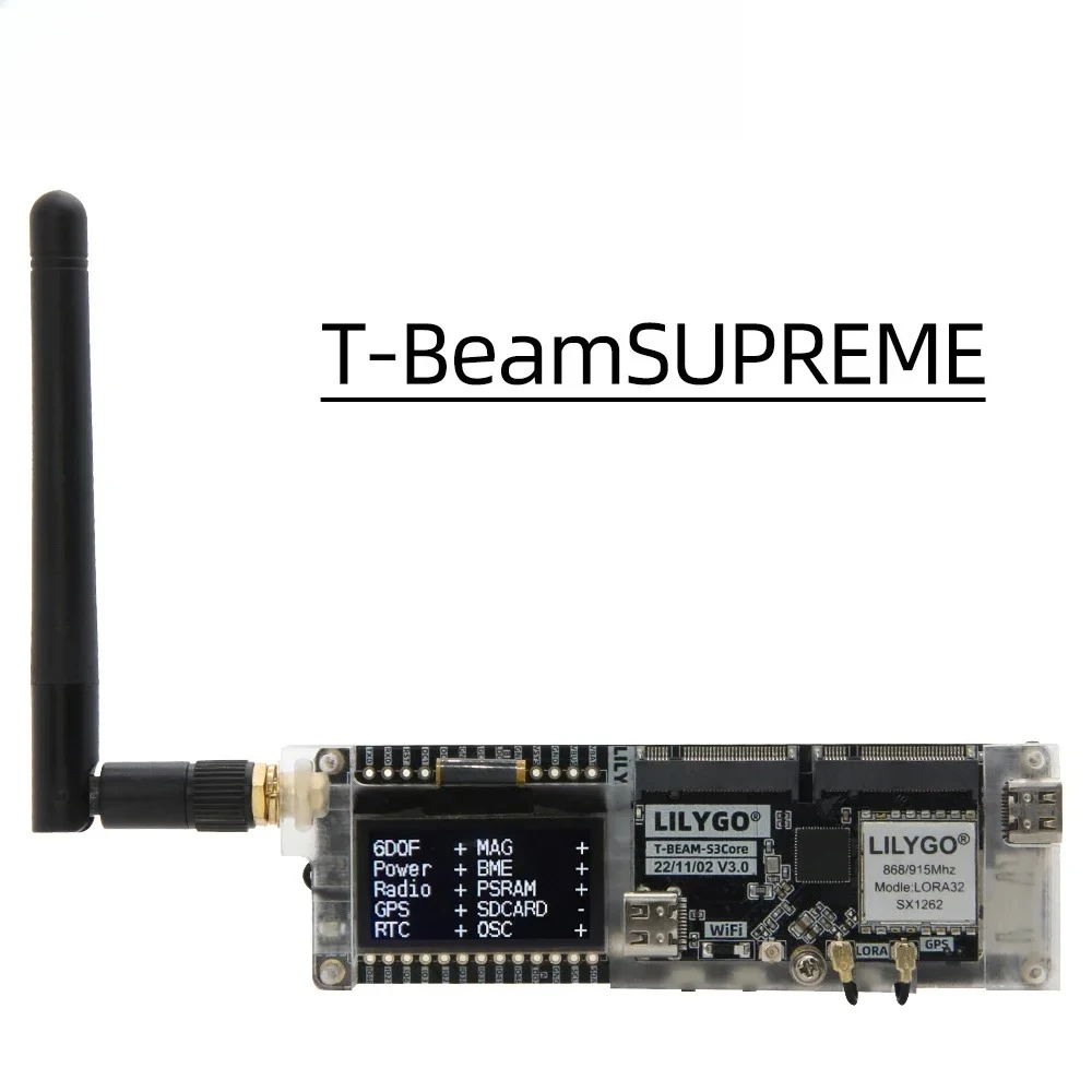 T-BeamSUPREME ESP32-S3 LoRa Development Board with SX1262 868/915MHz GPS U-bl ox L76K WiFi Bluetooth 1.3inch OLED