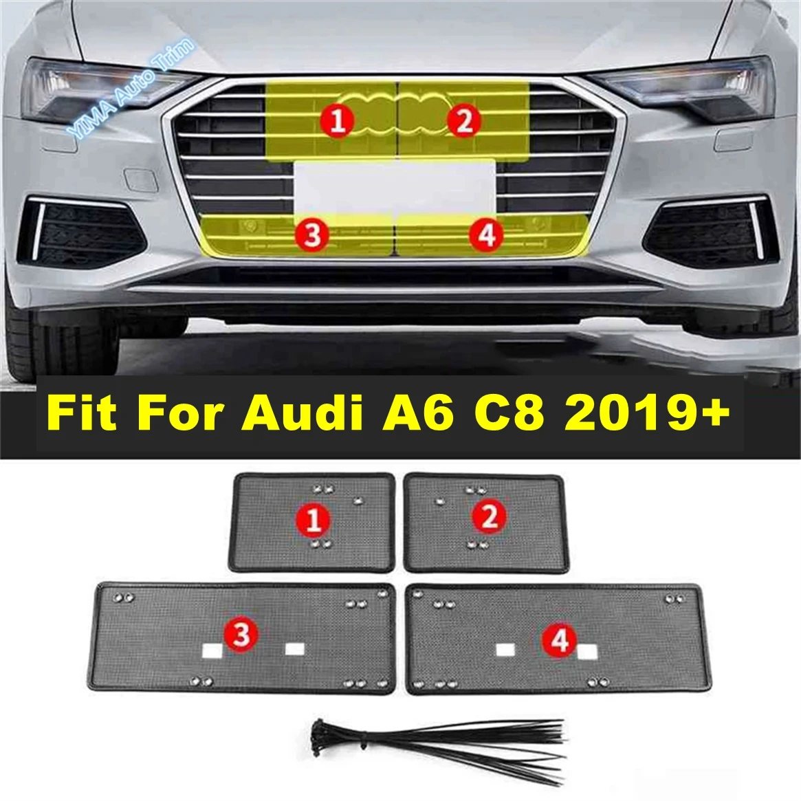 

Auto Styling Front Grille Insert Net Insect Screening Mesh Protection Fit For Audi A6 C8 2019 - 2023 Car Exterior Accessories