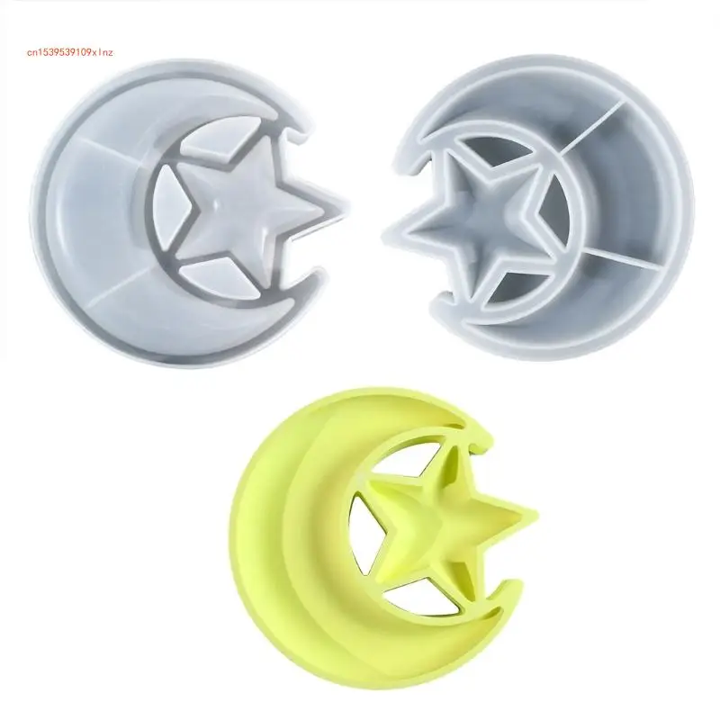 Sturdy Star and Moon Silicone Mold Round Tray Home Accessory for Crafting Supplies and Creative Storage Solution