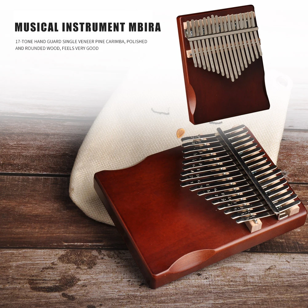 Pine Wood Thumb Piano Mbira 17 Keys Multi-functional Practical Durable Convenient Kalimba with Tuning Tool Sticker Sheet Music